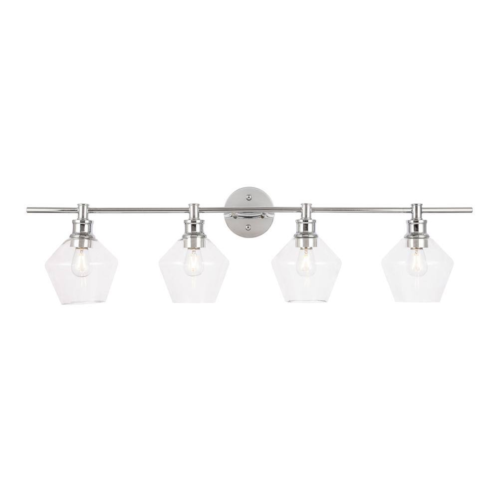 Back. Living District - Gene 4 light Chrome and Clear glass Wall sconce - Chrome And Clear Glass.