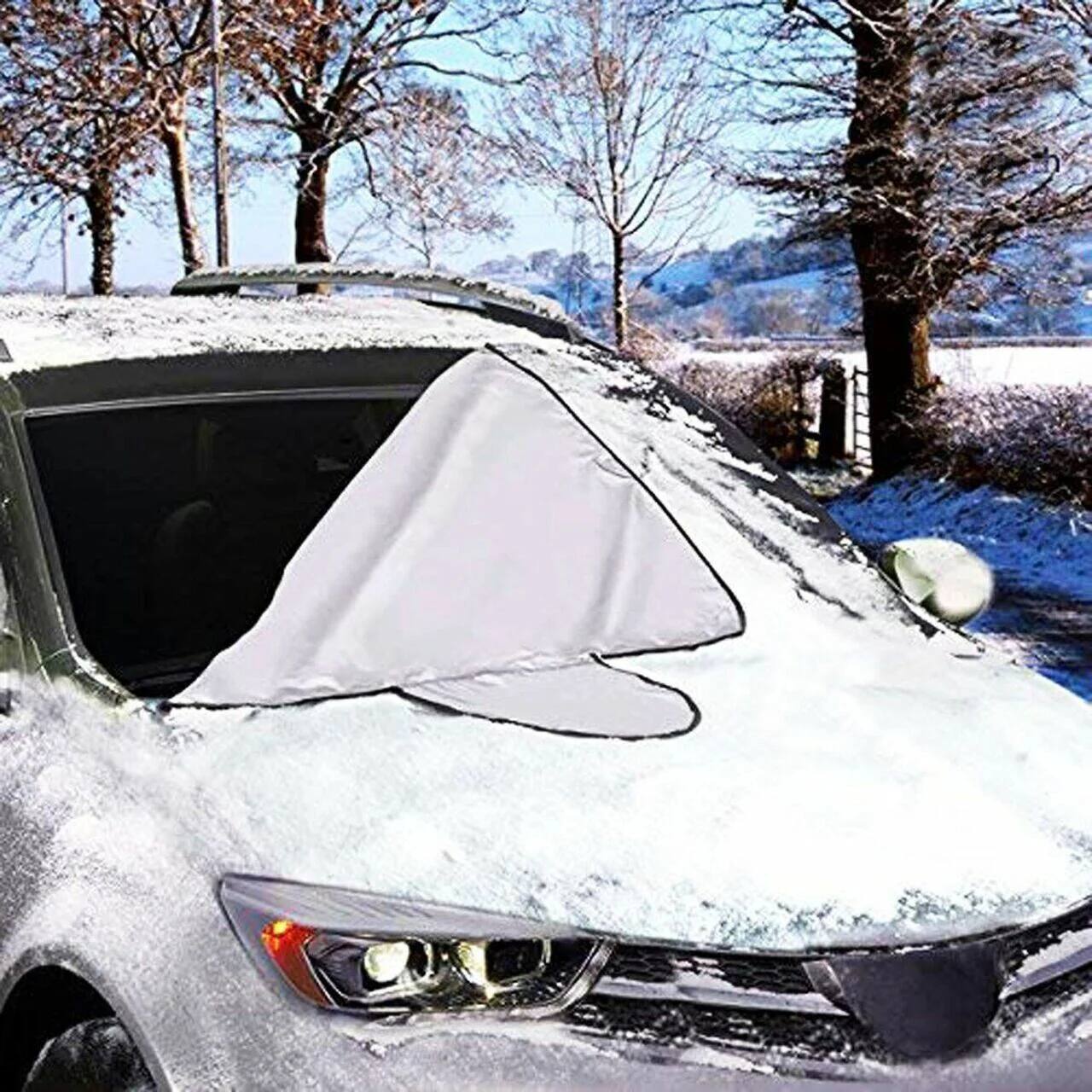 Front. Link - Link Reversible Car Windshield Protector - Perfect for Winter Snow and Summer Heat - Blue.