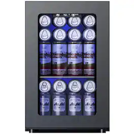 SIMZLIFE - 6 Bottles & 24 Cans Mini Beverage Refrigerator-Portable Wine Cooler with Glass Door, Mini Wine Fridge for Home/Office - Black
