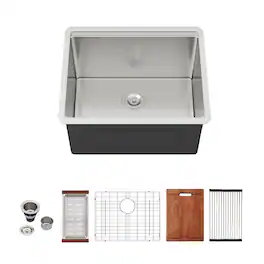 Lordear - 24x18x13 Inch Undermount Laundry Sink Workstation 16 Gauge RV Utility Sink Single Bowl Sink - Stainless Steel