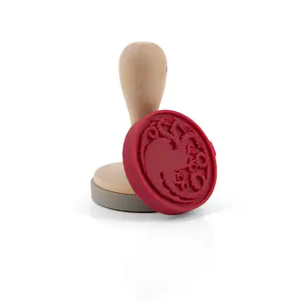 Front. Nerd Block - Game Of Thrones Silicone Cookie Stamps | Dire Wolf & Dragon Stamps | Set Of 2 - Red.
