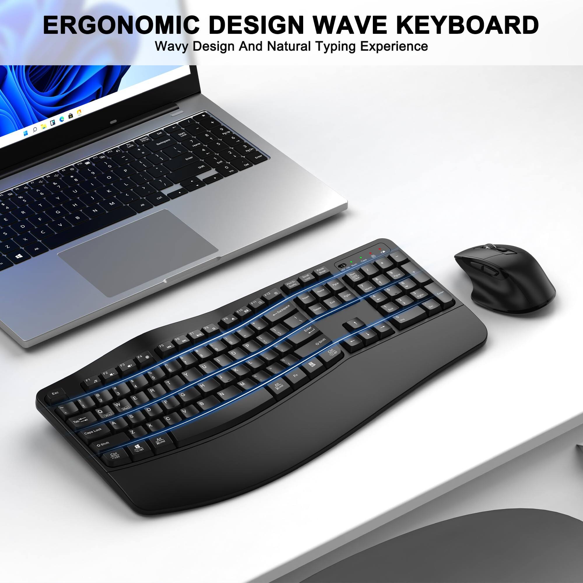 ERGONOMIC DESIGN WAVE KEYBOARD  
Wavy Design And Natural Typing Experience