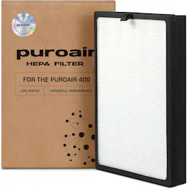 PuroAir - 400 HEPA Filter with CarbonTech 3-Layer Defense – Filters 99.9% of Pollen, Dust, Dander, Smoke & Odors - White