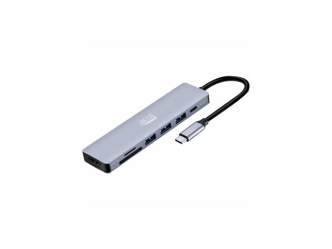 Front. Adesso - Adesso AUH-4025 Docking Station - USB C, SD, 2 Displays, Charging - Black.