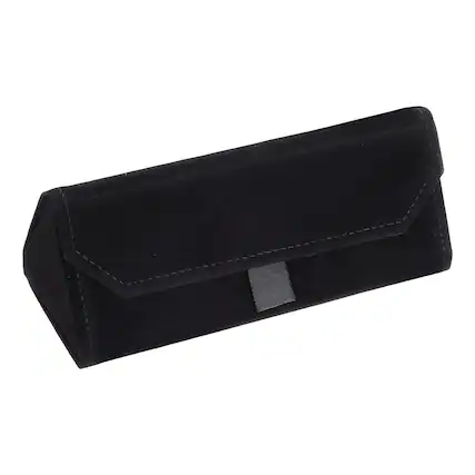 Front. Unique Bargains - Foldable Glasses Case, Triangle Magnetic Sunglass Organizer, Suede Hard Eyeglass Case for Women & Men - Black.