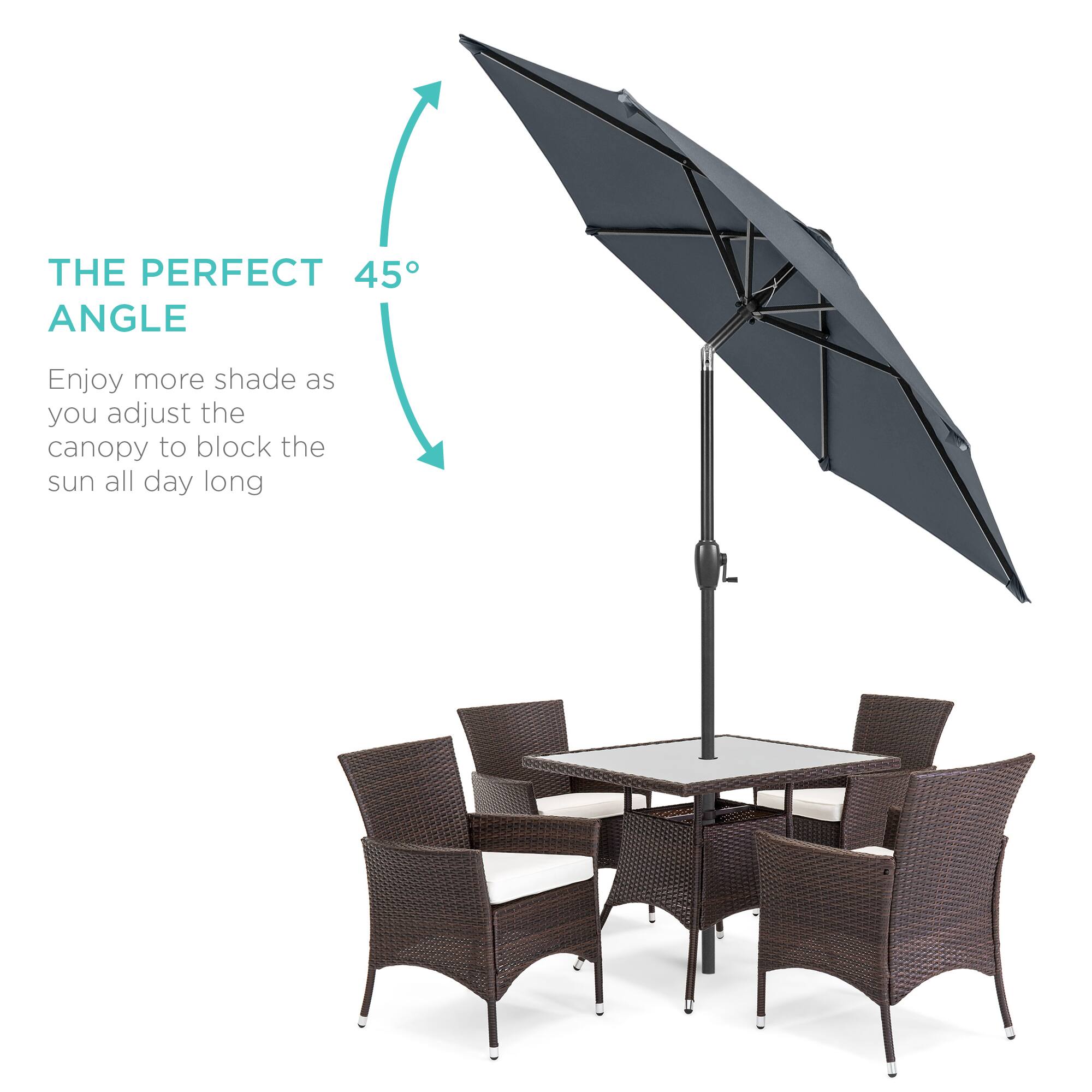 THE PERFECT 45° ANGLE

Enjoy more shade as you adjust the canopy to block the sun all day long