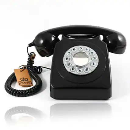 Front. PopMarket - GPO Retro GPO746BLK 746 Desktop Push Button Telephone - Black - MISC ACCESSORY - Black.