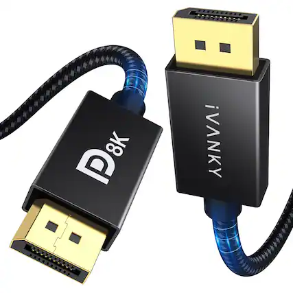 Front. iVANKY - 8K DisplayPort Cable 1.4, VESA Certified DP Cable 6.6ft for Gaming Monitor, Graphics, PC - Black.