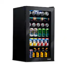 NewAir - 126 Can Freestanding Beverage Fridge with 7 Temperature Settings and Adjustable Shelves - Onyx Black