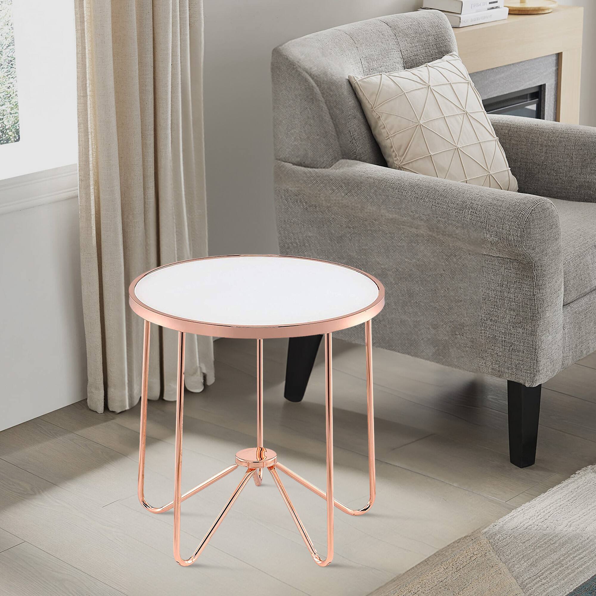 Alt View 5. Manhattan Lane - Alivia End Table - Glass & Rose Gold.