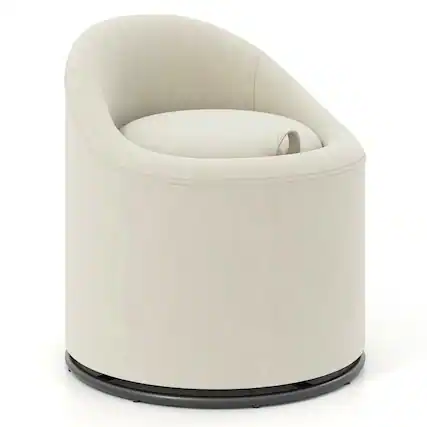 Front. Kadyn - 360-Degree Swivel Vanity Barrel Chair with Hidden Under-Seat Storage, Beige - Beige.