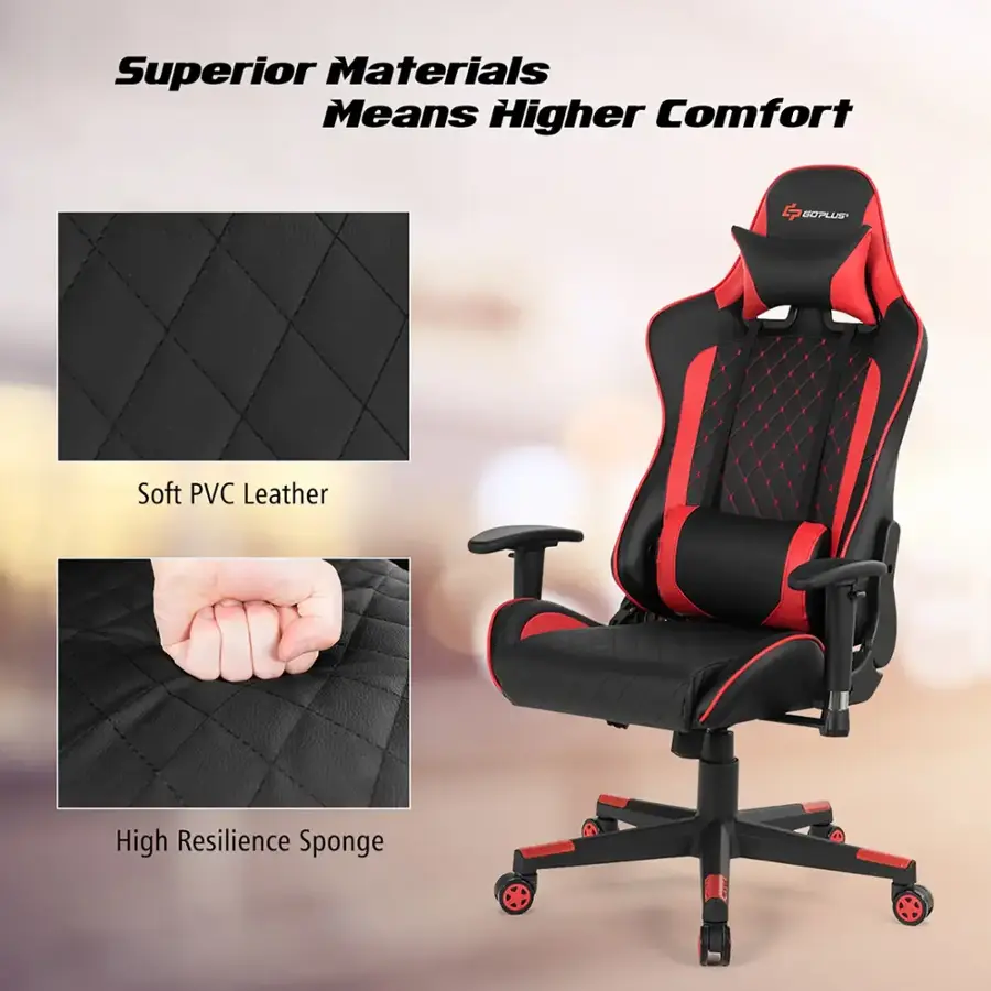 Superior materials means higher comfort. The chair is made with high resilience sponge and soft PVC leather, providing a comfortable and durable seating experience.