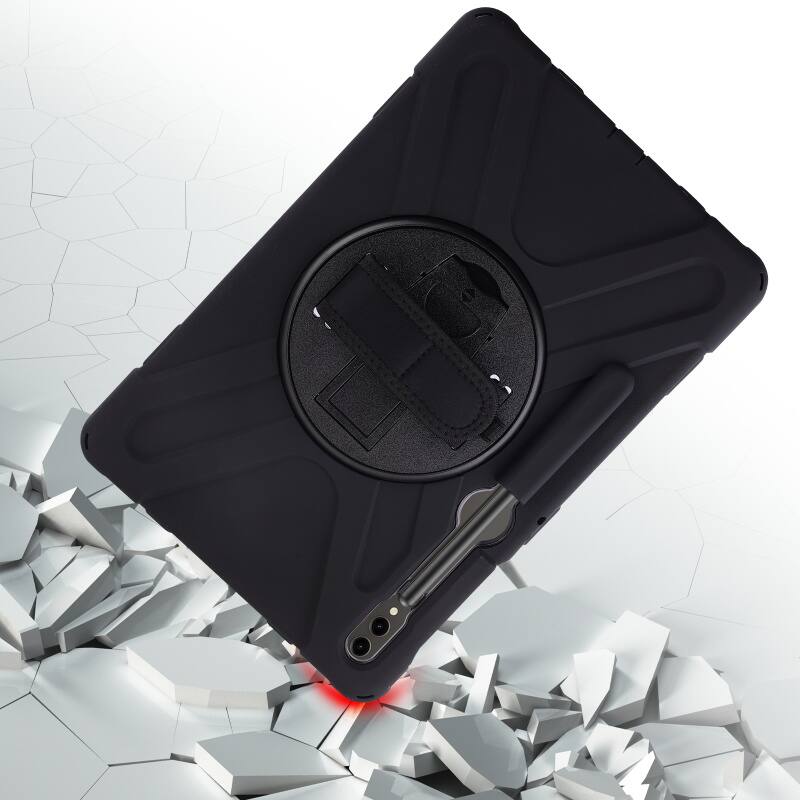 Alt View 3. Mybat - MyBat Rotatable Stand Protector Case with Wristband for Samsung Galaxy Tab S9+ / Galaxy Tab S10+ - Black - Black.