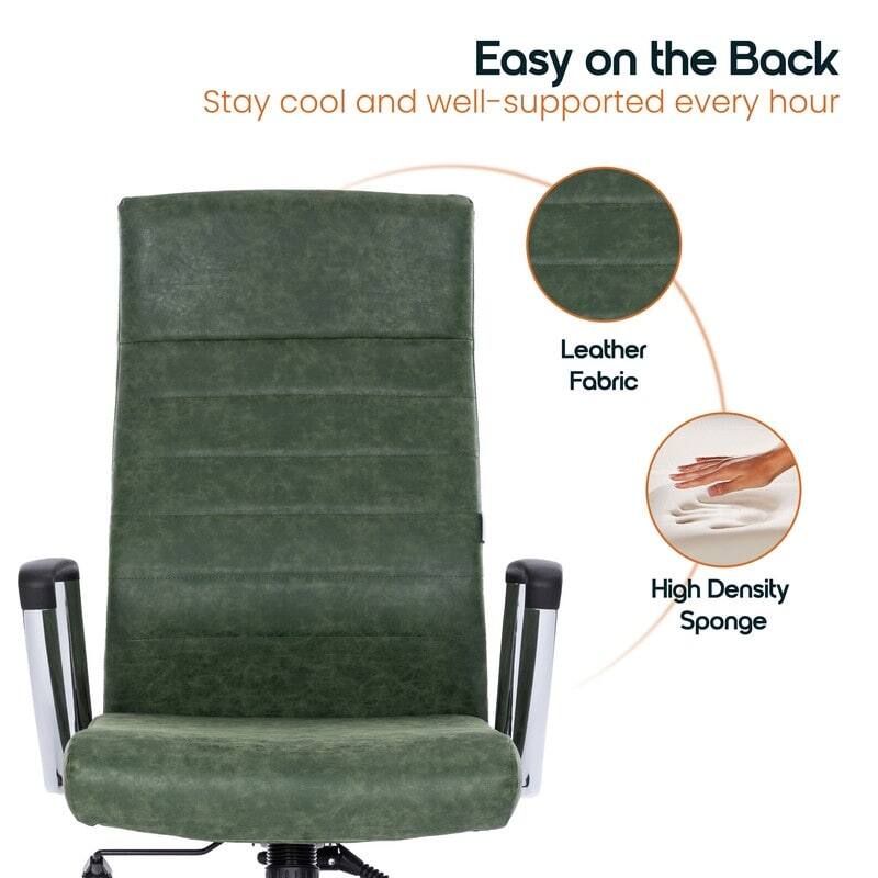 Easy on the Back  
Stay cool and well-supported every hour  

Leather Fabric  
High Density Sponge