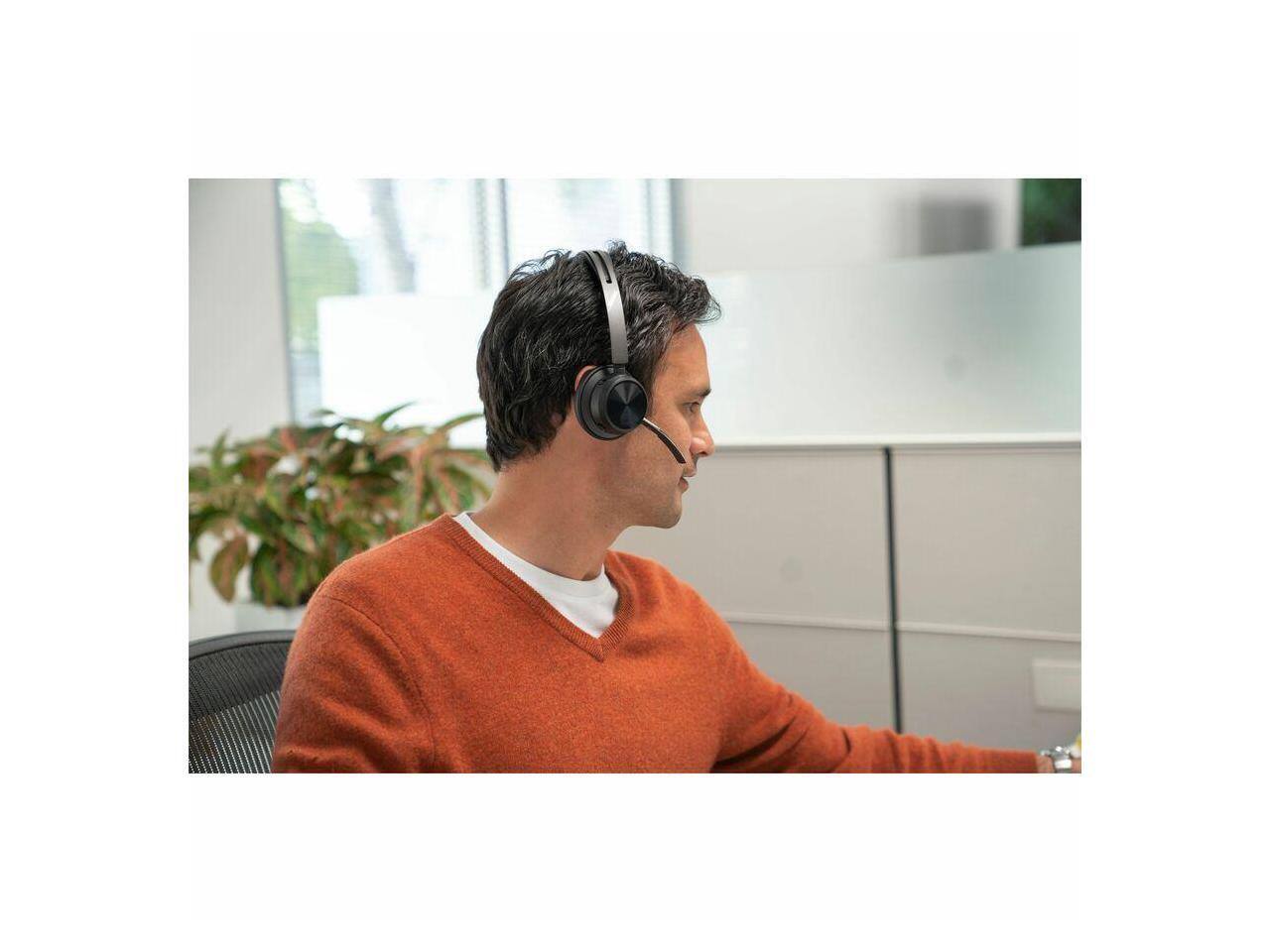 Alt View 1. HP - Poly Voyager Focus 2 USB-C Headset w/ Adapter - Stereo, Bluetooth, Wired/Wireless - Black.