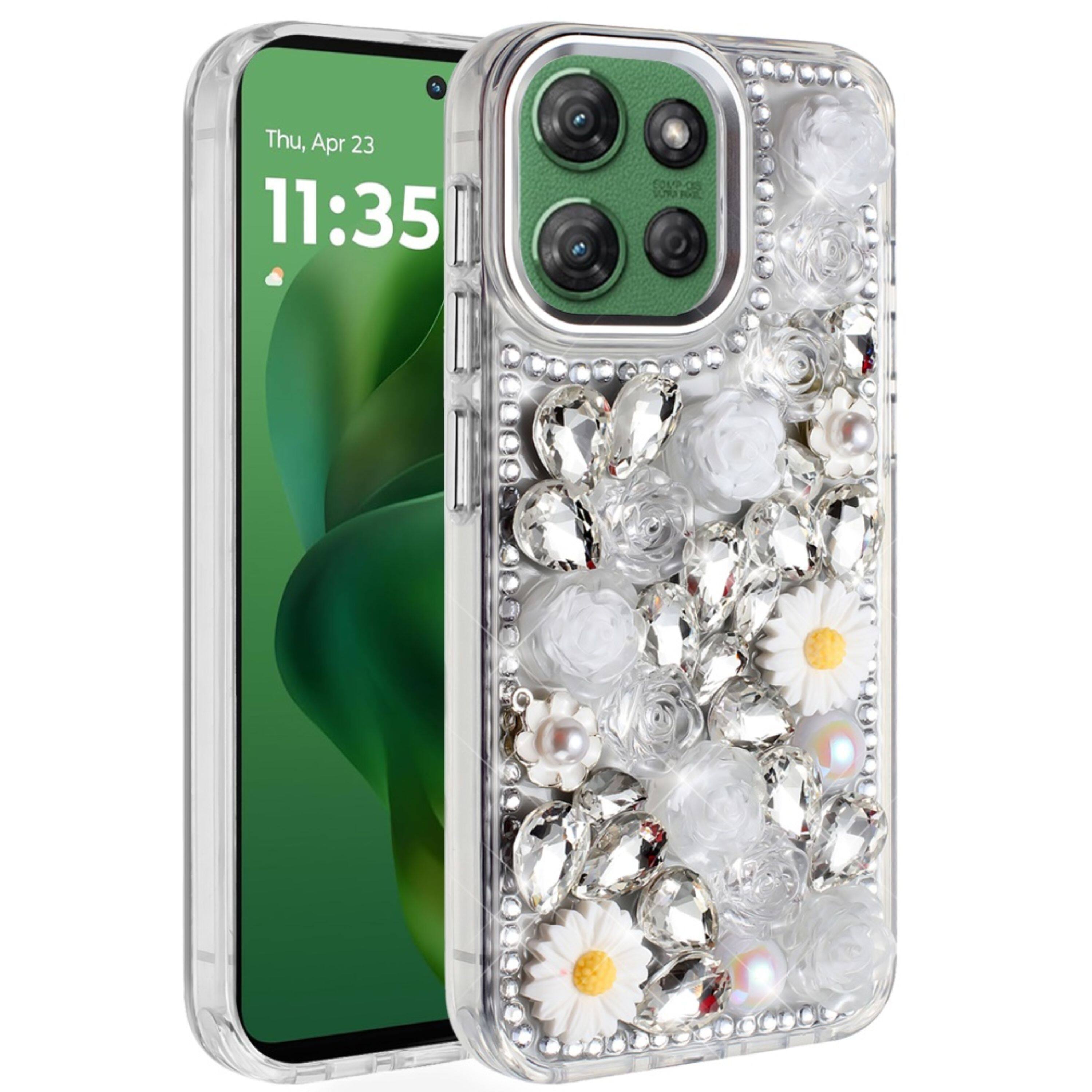 Kitcheniva - Luxurious 3D Jeweled Case With Tempered Glass For Moto G Power 2025 / 2026 - White price history on PriceWatchPro