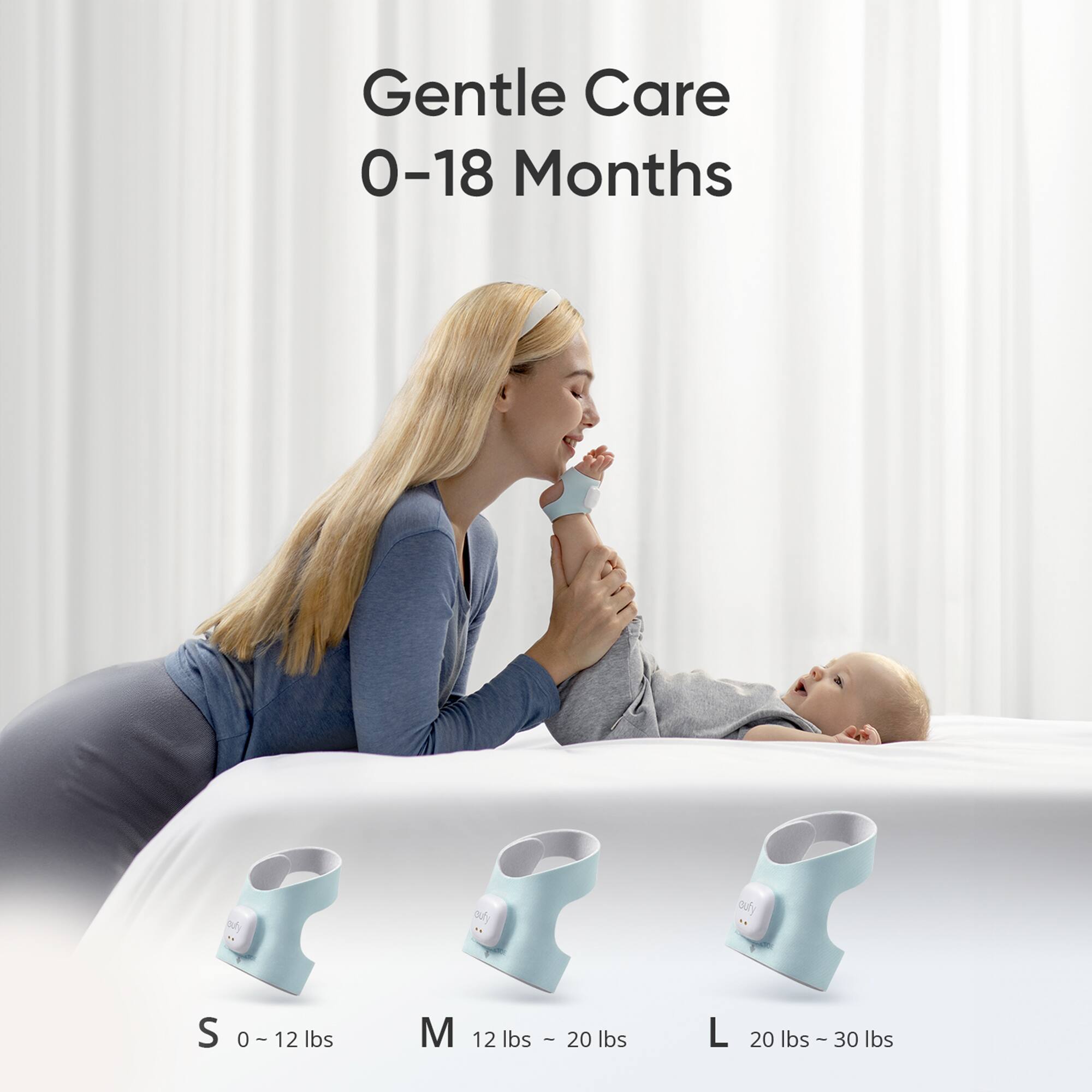 Alt View 18. eufy - S340 Smart Sock WiFi Baby Monitor with Receiver, Pan & Tilt 2K Camera, and Customizable Wellness Tracker - Blue.