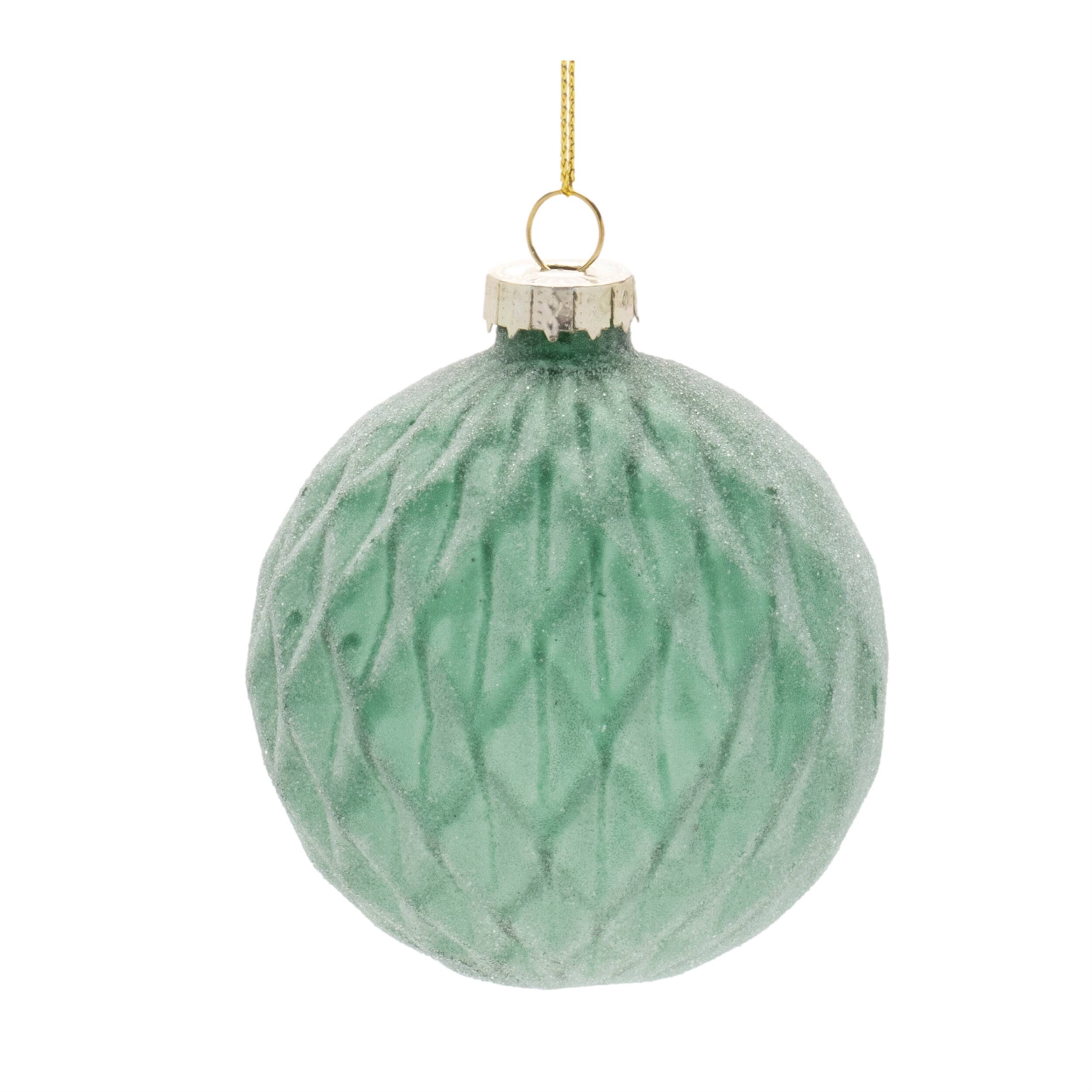 Left. BreeBe - Frosted Glass Ball Ornament (Set of 12) - Green.
