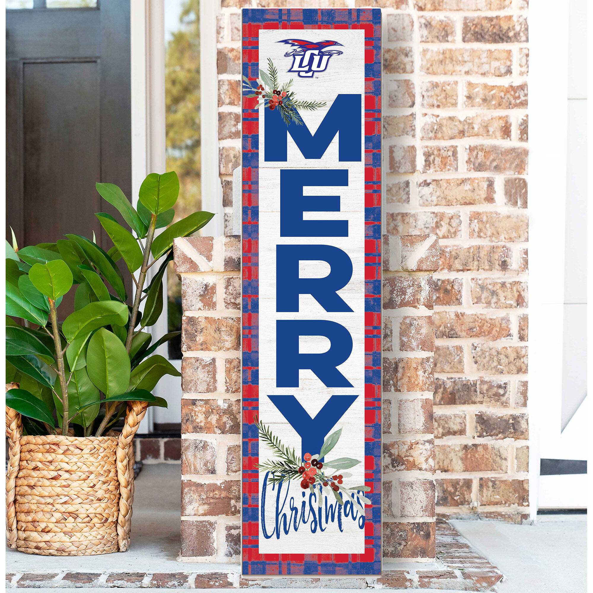 Alt View 1. Jardine - Lubbock Christian Chaparral 12'' x 48'' Outdoor Merry Christmas Leaner - White.