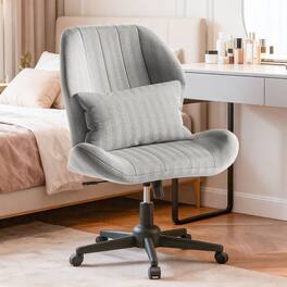 Anysun - Criss Cross Chair w/ Wheels, Armless Wide Desk Chair, Tall Back, Stress Relief Curved Seat for Home/Office - Gray