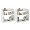 Gymax - 2PCS-3-Tier Desktop Bookshelf w/Raised Top Guardrails Space-Saving Display Shelf - White