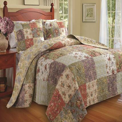 Front. Greenland Home Fashions - Greenland Home Fashion Blooming Prairie Bedspread Set - 2 - Piece - Twin 68x86", Multi - Multi.