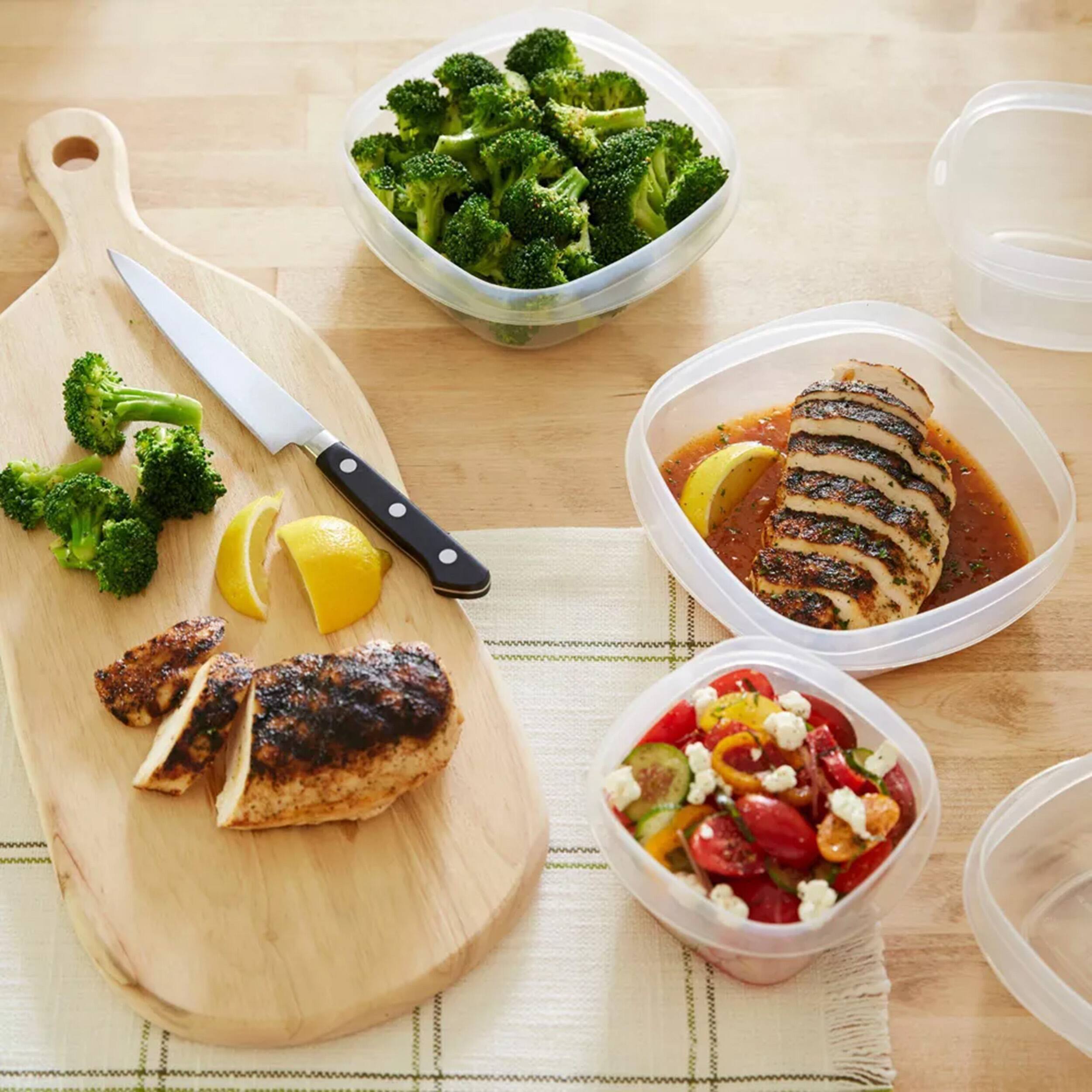 Left. RubberMaid - Rubbermaid, Easy Find Linds, Food Food Storage Containers - Clear.