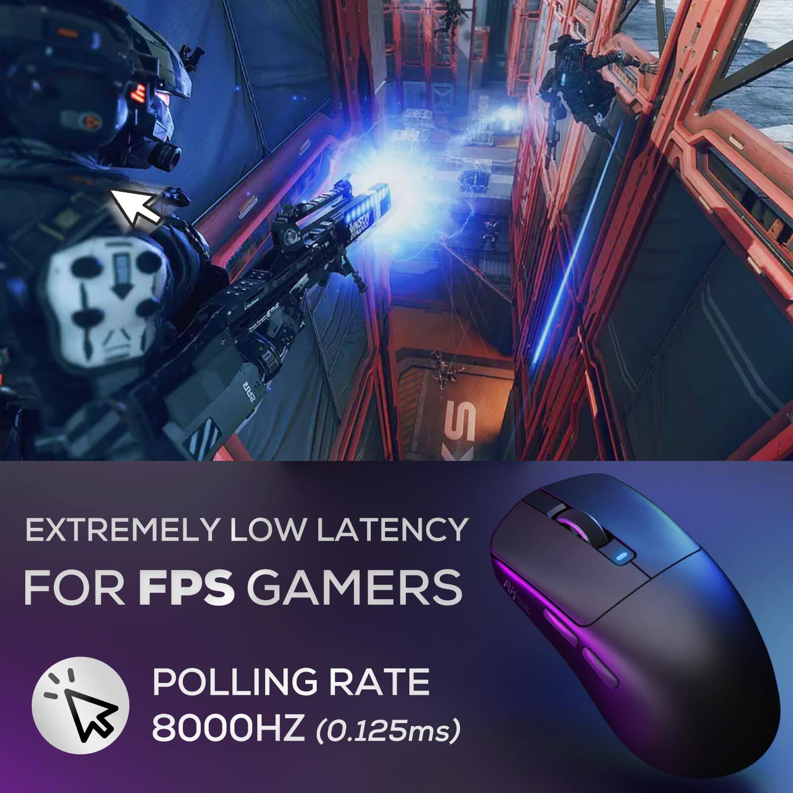 EXTREMELY LOW LATENCY FOR FPS GAMERS  
POLLING RATE 8000HZ (0.125ms)