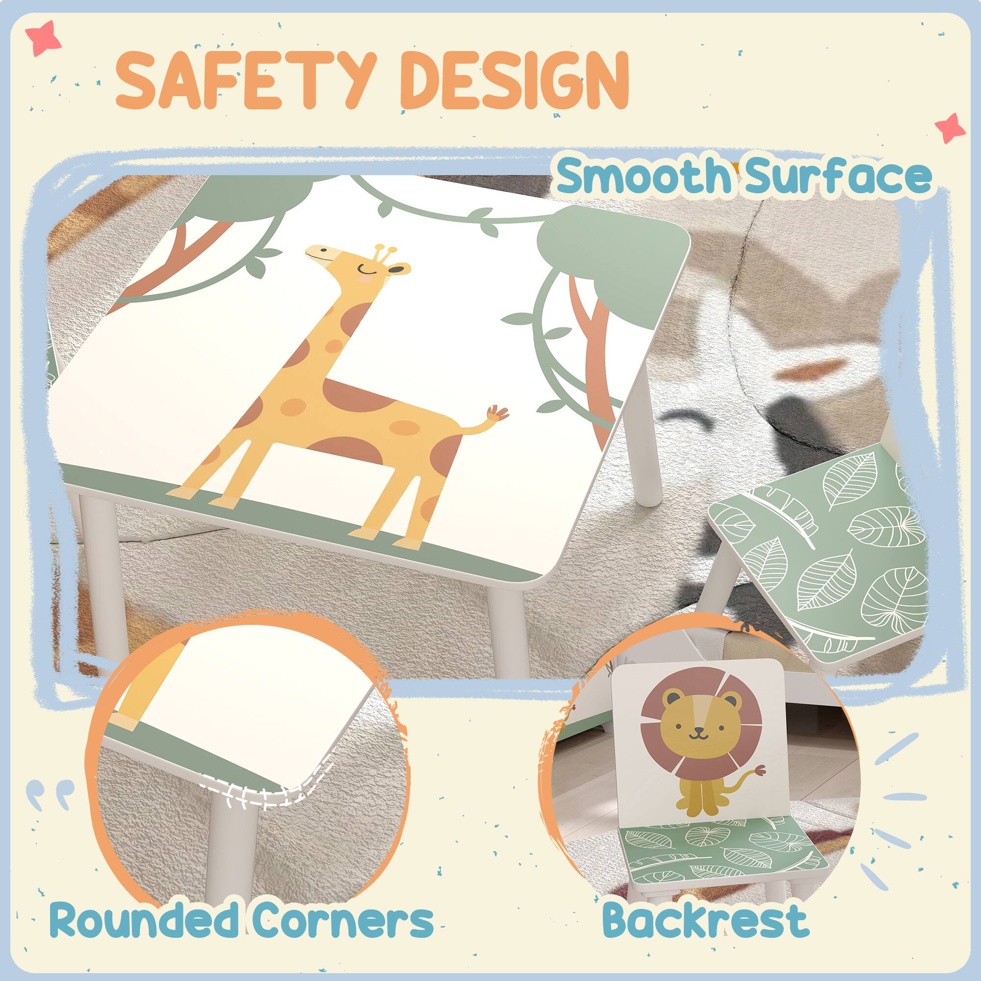 SAFETY DESIGN

- Smooth Surface
- Rounded Corners
- Backrest