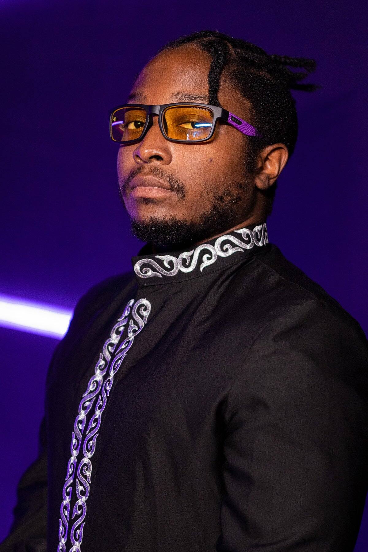 Alt View 1. GUNNAR - GUNNAR Gaming Glasses  - Marvel Enigma, Black Panther, Amber Lens - Blue Light Blocking, Relieve Dry Eye, Anti Glare - Black Panther.