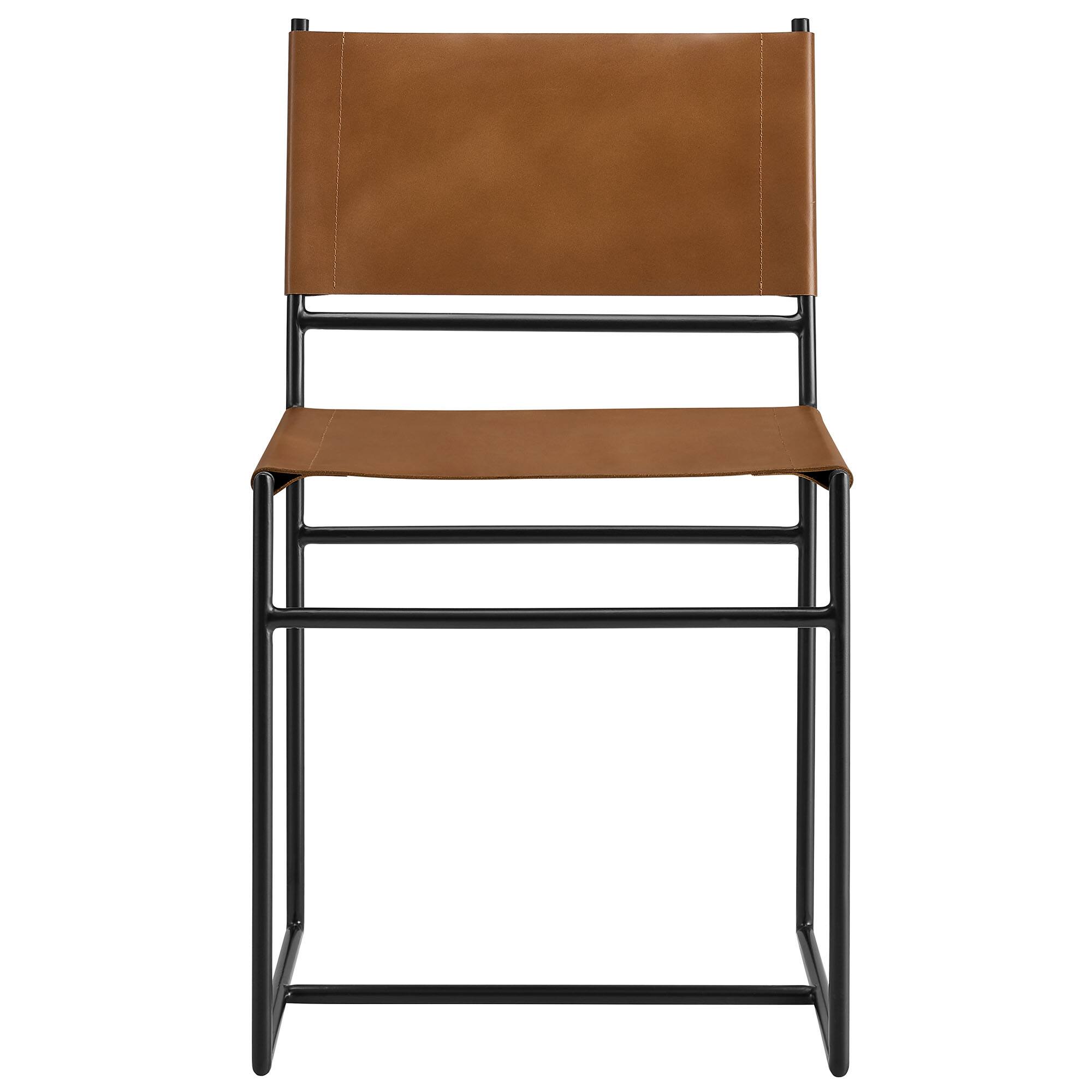 Alt View 2. Modway - Thatcher Leather and Metal Dining Chair by Modway - Brown.