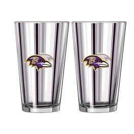 Logo Brands - Baltimore Ravens Two-Piece 16oz. Striped Pint Glass Set - Multicolor