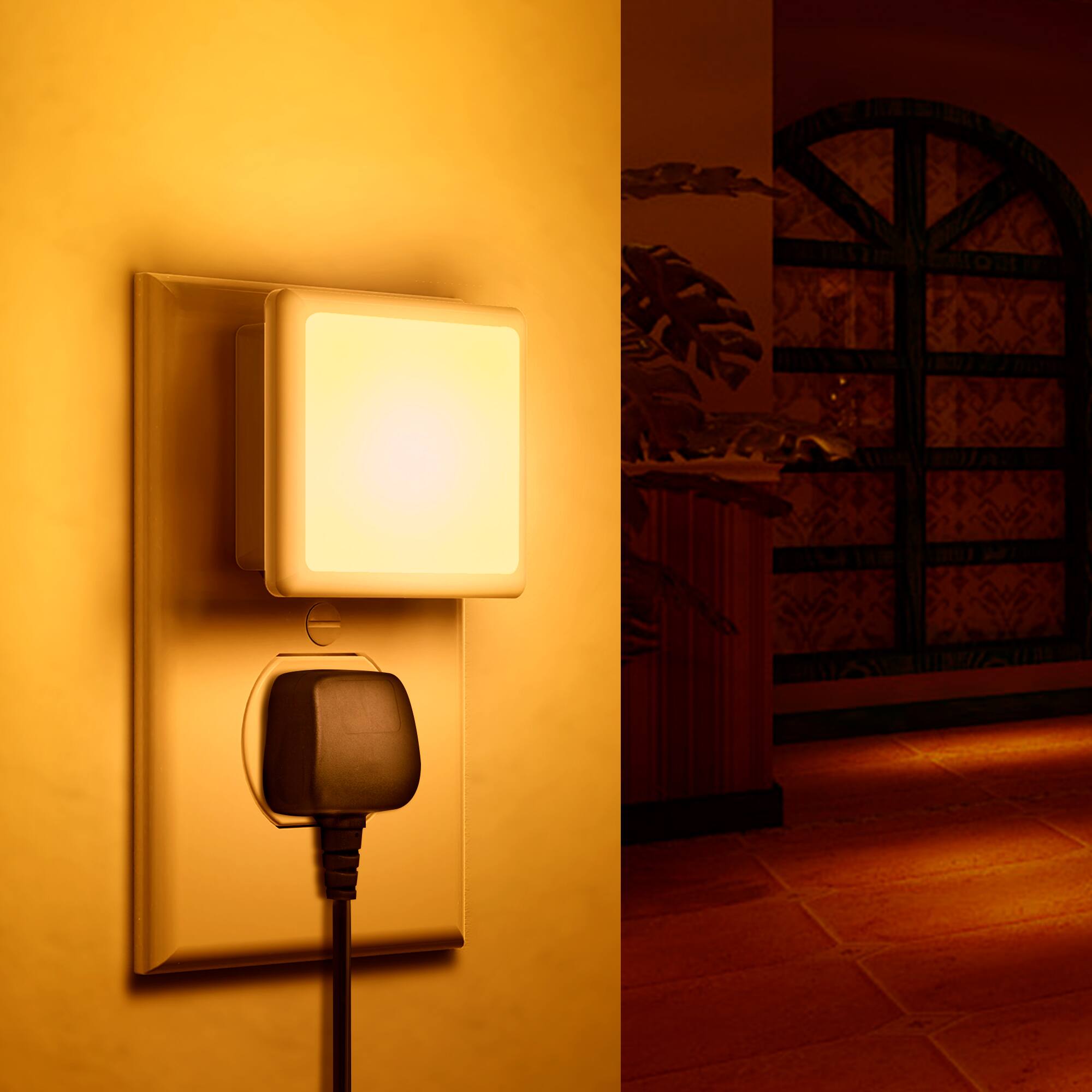 Back. Jandcase - JANDCASE 2-Pack 0.3W Plug-in Night Light, Amber Glow, Compact Square Design, Non-, Dusk-to-Dawn Auto Sensor - White.