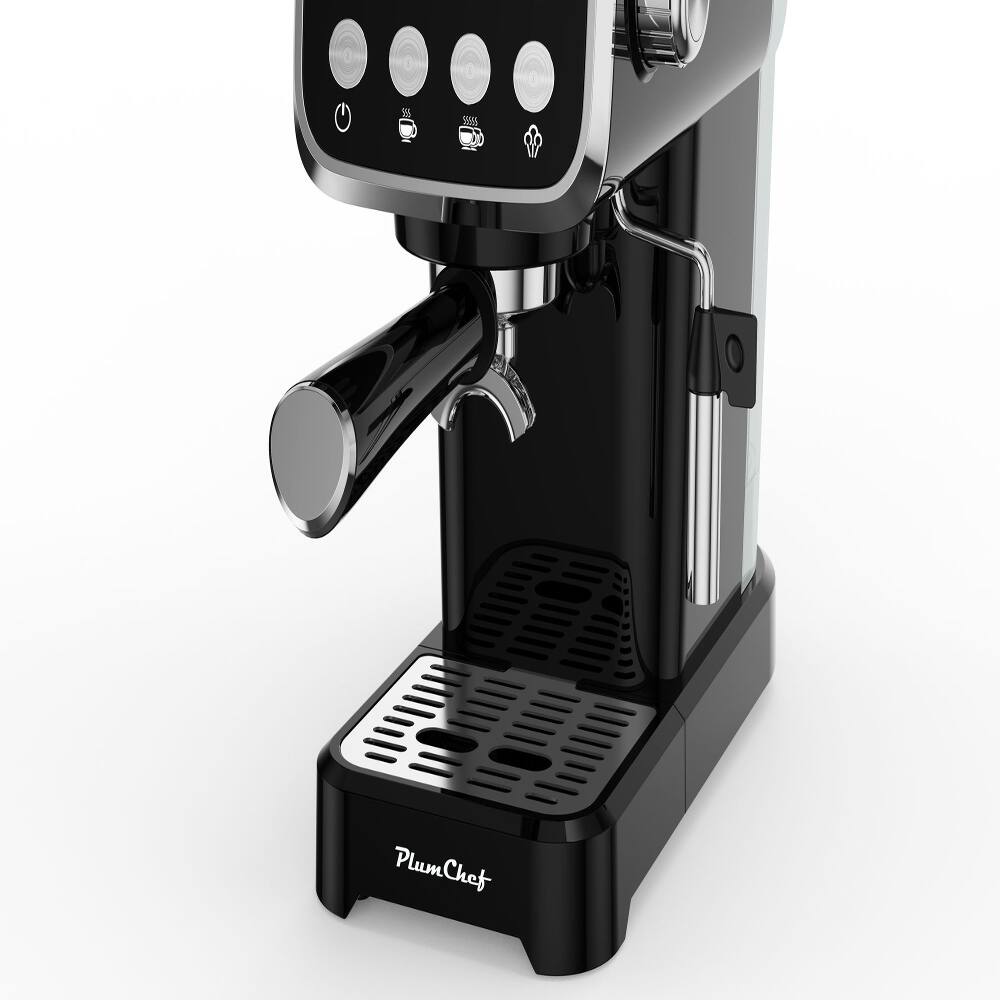 Alt View 8. Plum Chef - 20 Bar Espresso Machine with Milk Frother, Slim Compact Coffee Maker, 43 Oz Tank, Black - Black.