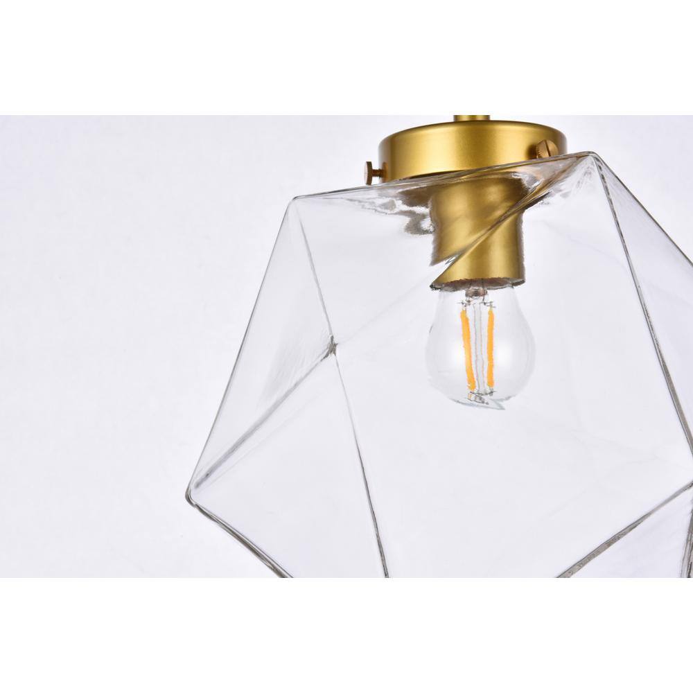 Alt View 6. Living District - Lawrence 1 light brass and clear glass flush mount - Brass And Clear.