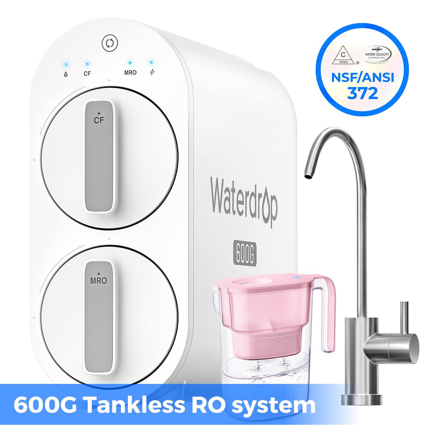 Waterdrop - G2P600 Reverse Osmosis System Extra WD-PT-05P Water Filter Pitcher - White price history on PriceWatchPro