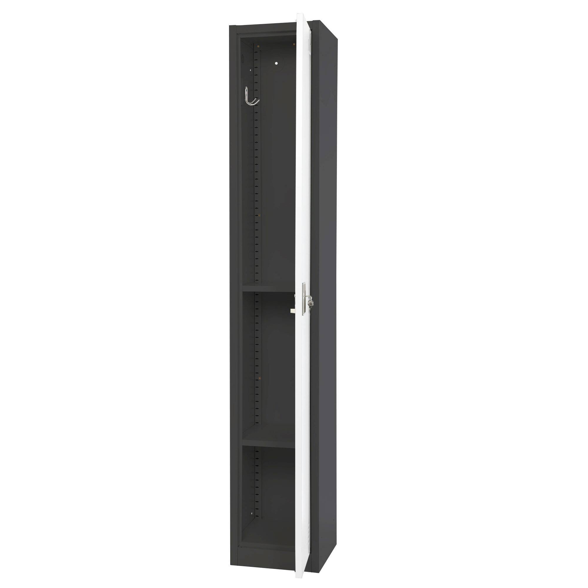 Alt View 1. AdirOffice - Storage Locker 629-Series 72" H 1-Tier Steel Key Lock 2-Shelf Locker with Key Lock, 4/Pack - Black Bidy/White Doors.