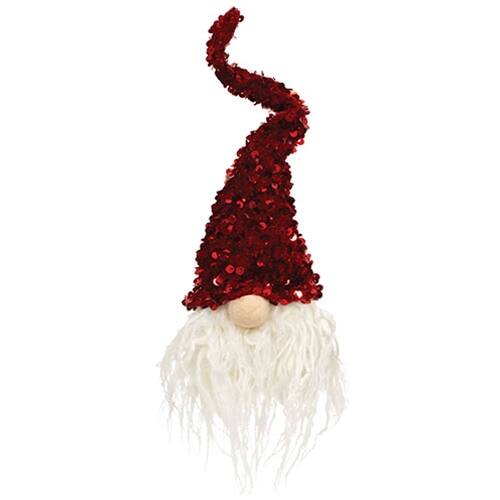 Front. BreeBe - Red Sequin Gnome Bottle Topper - Multi.