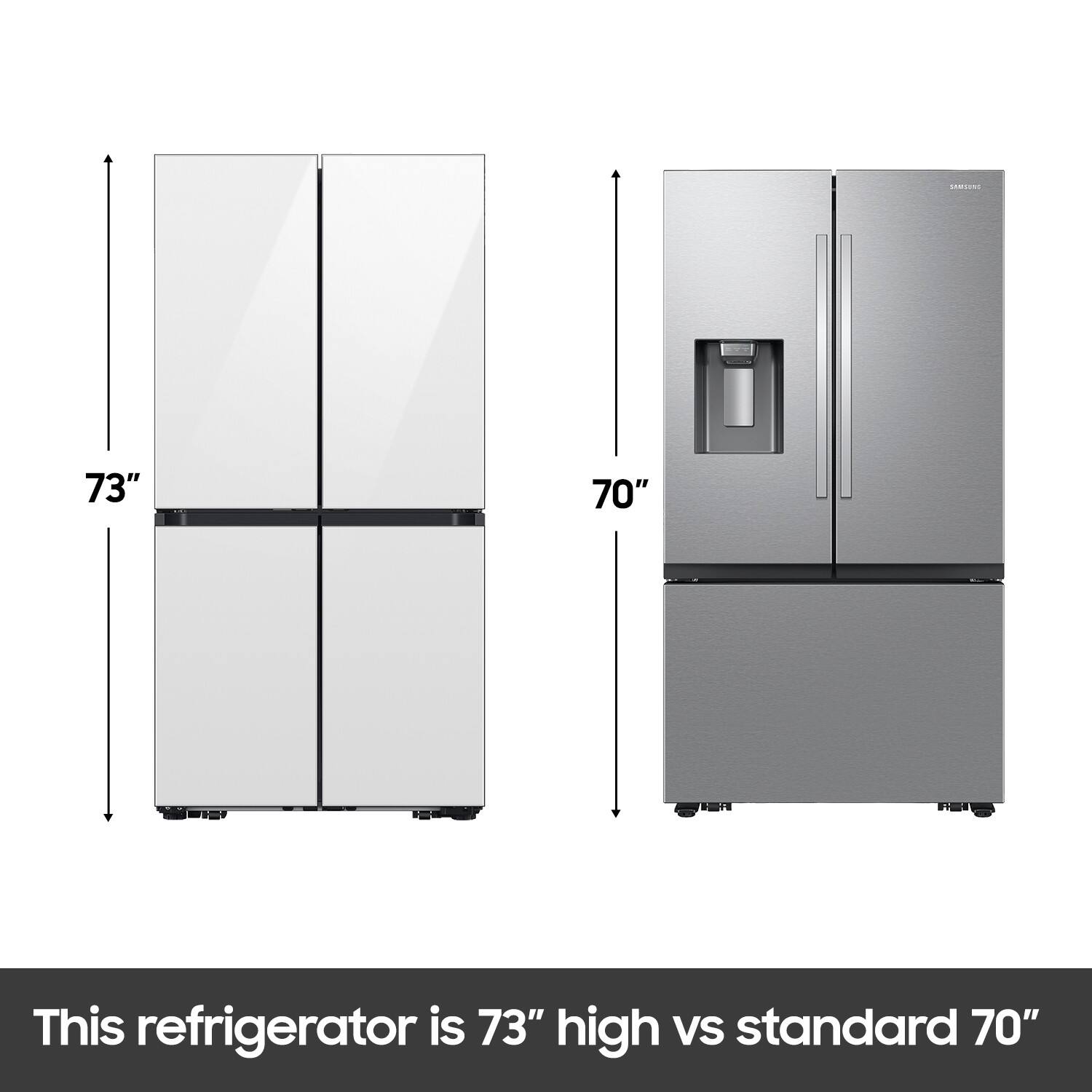 This refrigerator is 73" high vs standard 70"