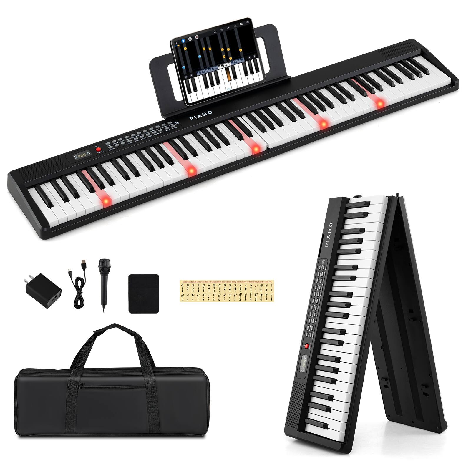 Sure, here is the corrected and grouped text from the image:

---

**Product Name:**
- U113 LEEES PIANO VRS

**Features:**
- PIANO
- PIANO 1
- 0 10 13 0
- N 10 13 00 0
- 1/0 1

**Accessories:**
- Power Adapter
- USB Cable
- Microphone
- Tablet Stand
- Music Note Chart
- Carrying Case

**Additional Information:**
- C D E F G A B C D E F G A B C D E F G A B C D E F G A B C D E F G A B C D E F G A B C D E F G A B C D E F G A B C D E F G A B C D E F G A B C D E F G A B C D E F G A B C D E F G A B C D E F G A B C D E F G A B C D E F G A B C D E F G A B C D E F G A B C D E F G A B C D E