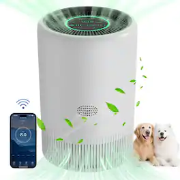 Luckbyte - H13 Hepa Air Purifier For Home Bedroom Living Room Pet Hair Dust Pollen Odor Cleaner - White