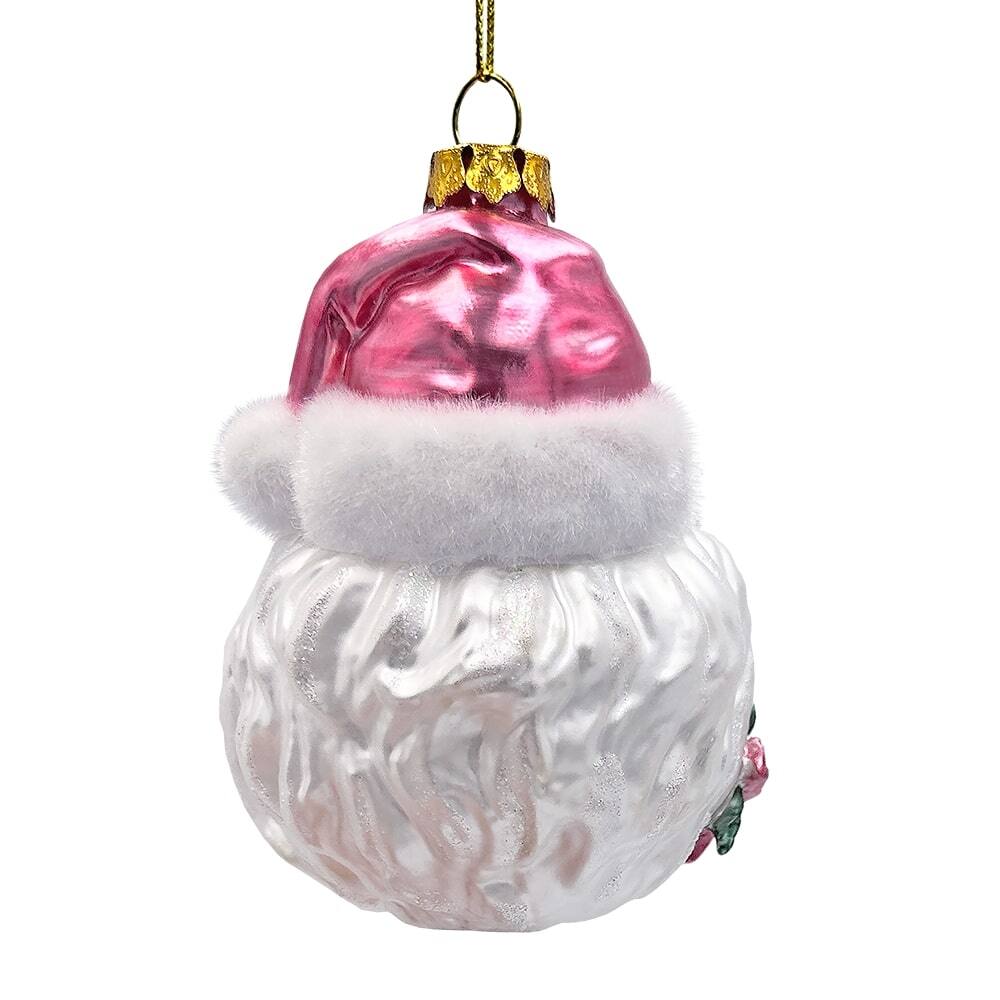 Back. OrnamentallyYou - Enchanting Pink Santa Head Glass Ornament Vintage Christmas Tree Decor - Multi-colored.