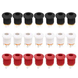 Unique Bargains - 30pcs DC5521 5.5x2.1mm 30V 0.5A 3Pin Female Barrel Jack Panel Mount Connector for Guitar/Car Audio - Black, Red, White
