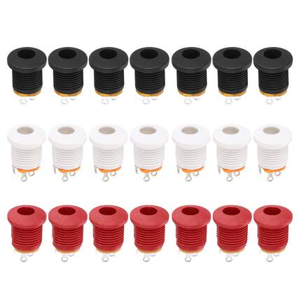 Front. Unique Bargains - 30pcs DC5521 5.5x2.1mm 30V 0.5A 3Pin Female Barrel Jack Panel Mount Connector for Guitar/Car Audio - Black, Red, White.