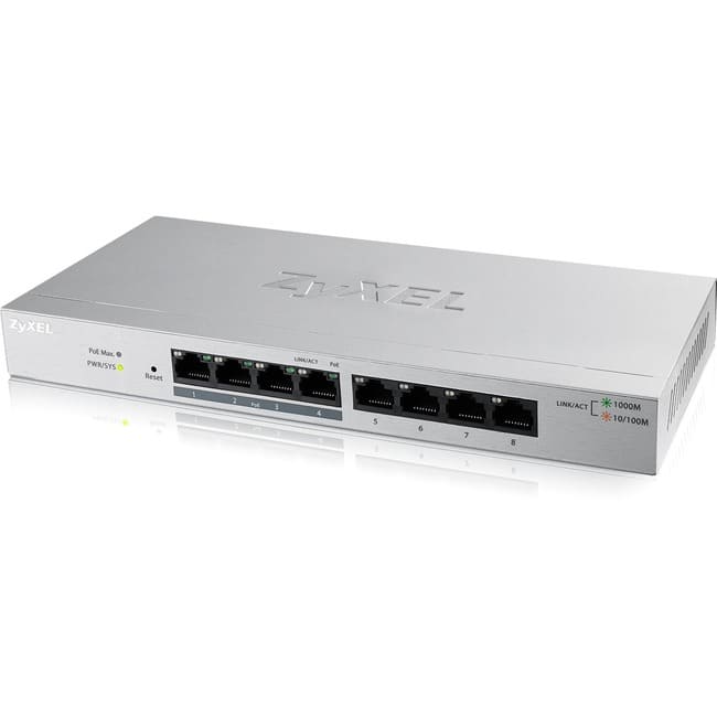 ZYXEL - 8-Port Gigabit Ethernet Web Managed POE+ Switch | 4 x PoE+ @ 60W | VLAN Support | Metal Case | Desktop or - Unknown