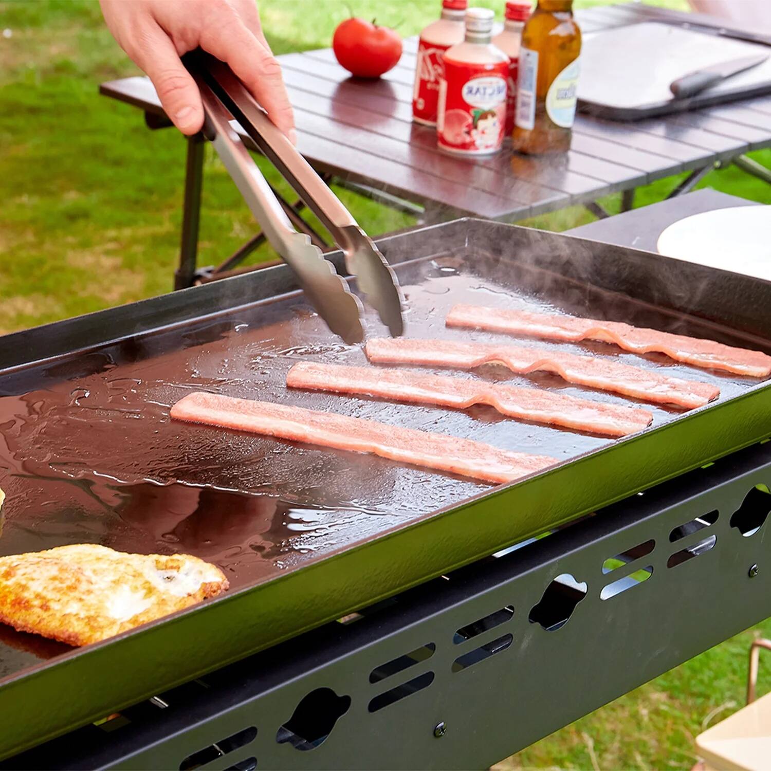 Alt View 4. SKONYON - 4-Burner Propane Flat Top Griddle Grill for Outdoor Cooking and BBQ - Black.