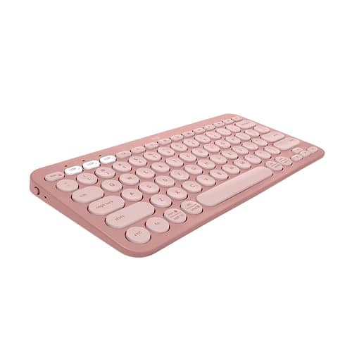 Cozy Serene - Pebble Keys 2 K380s Multi-Device Wireless with Customizable Shortcuts Slim and Portable Easy-Switch for Windows macOS - Tonal Rose