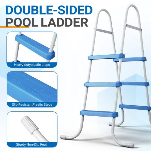 DOUBLE-SIDED POOL LADDER

- Heavy-duty plastic steps
- Slip-Resistant Plastic Steps
- Sturdy Non-Slip Feet