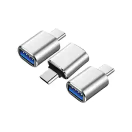 Qixxronics - USB-C to USB Adapter (3 Pack), USB C Male to USB A Female Adapter,Type C OTG Converter Compatible with Type C Devices - Silver