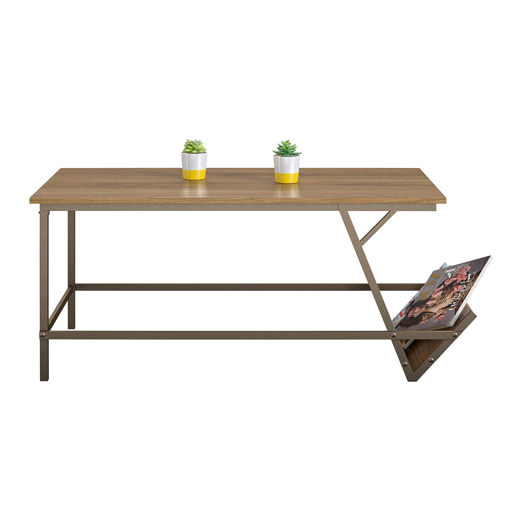 Alt View 1. Aukfa - Coffee Table - Laminated Particleboard & Metal Frame, 60lb Top & 20lb Shelf Capacity, 42"W x 23.4"D - Walnut.